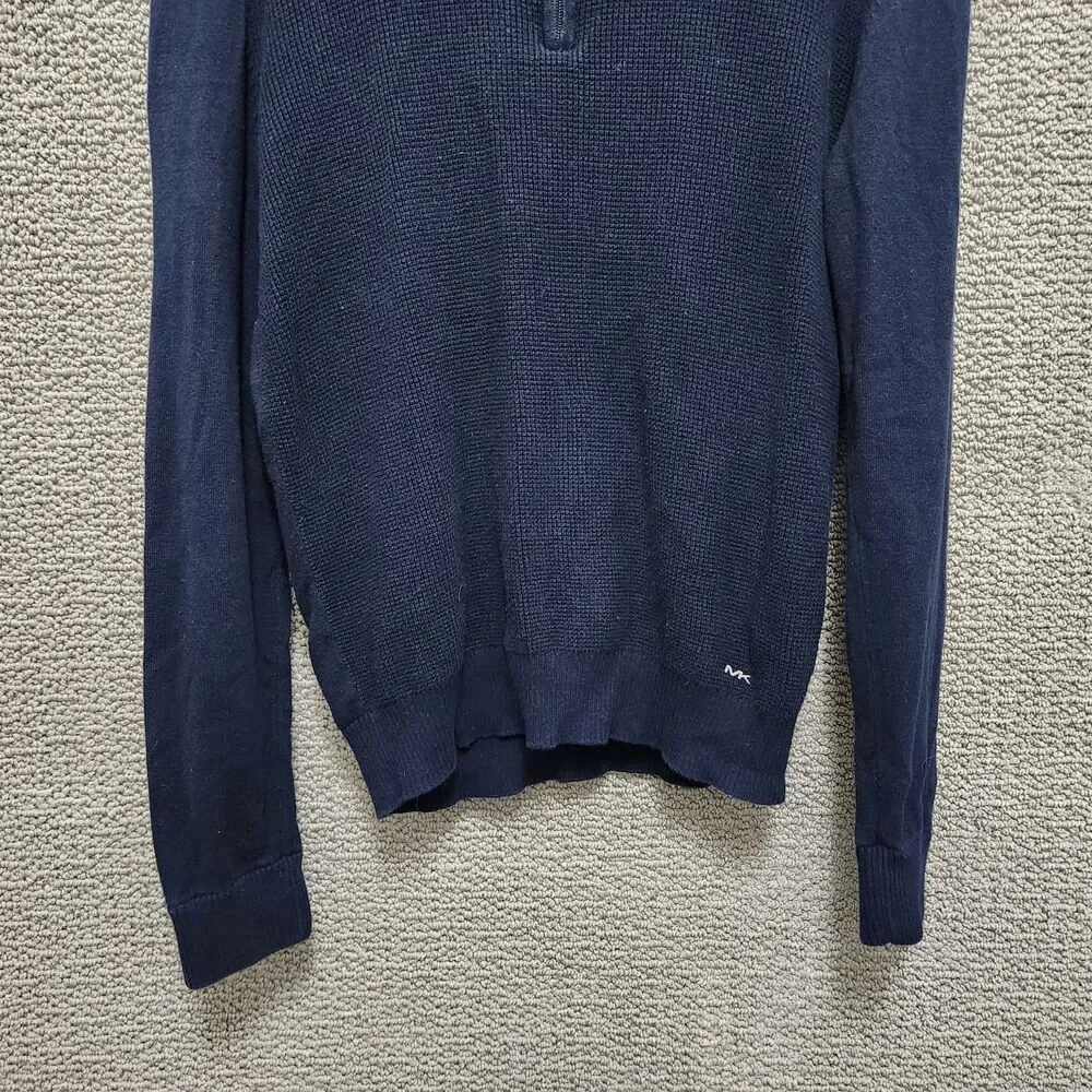 MICHAEL KORS Men’s Navy 1/4 Zip Textured Sweater Size S